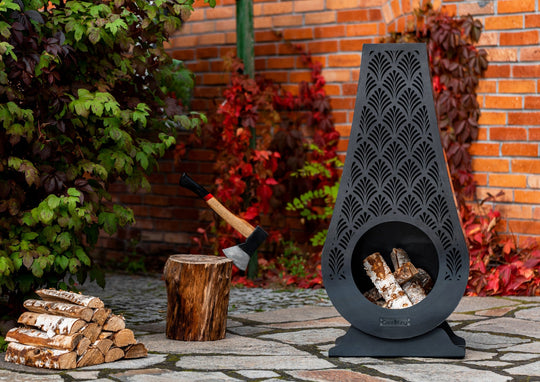 Gartenkamin aus Naturstahl – 108 cm , Handgefertigt , Gartenkamin NRW